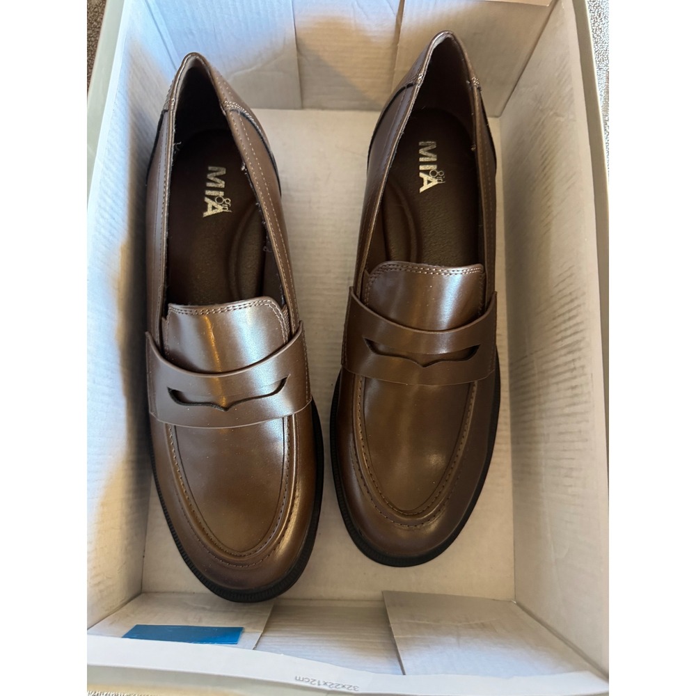 MIA Iamla Brown Penny Loafers Lug Sole Platform Shoes Womens 8 NEW NWT